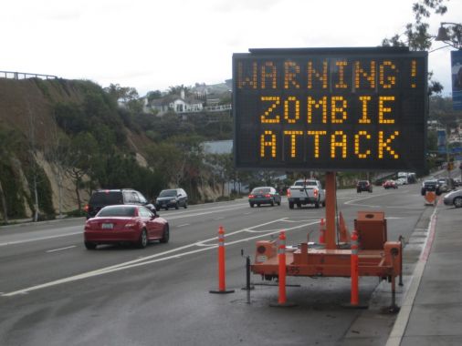 Warning zombie attack sign