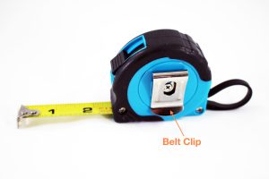 Tape measure back showing clip